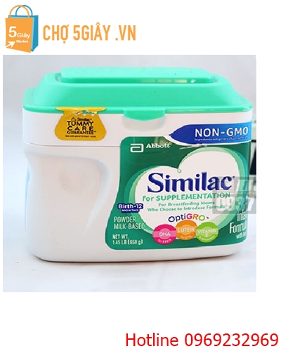 Sữa bột Similac for Suppelmentation Non GMO dành cho bé từ 0-12 tháng 658g của Mỹ