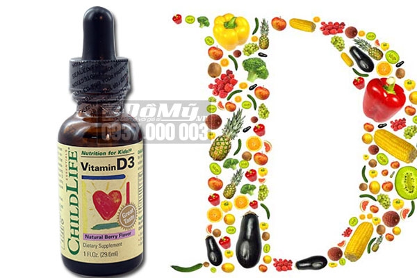 ChildLife vitamin D3 phòng ngừa còi xương, giảm rụng tóc vành khăn, khó ngủ ở trẻ sơ sinh 30 ml của Mỹ