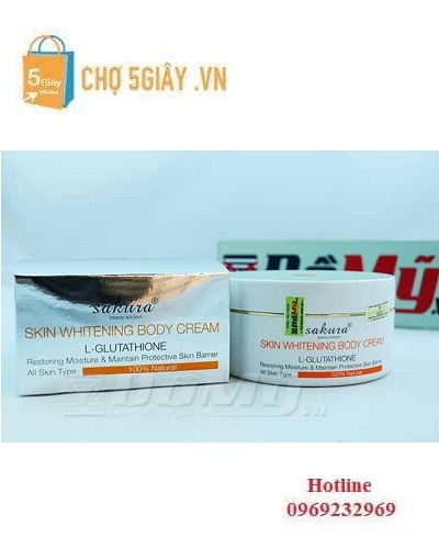 Kem dưỡng thể trắng da toàn thân Sakura Skin Whitening L-Glutathione Body Cream Nhật Bản