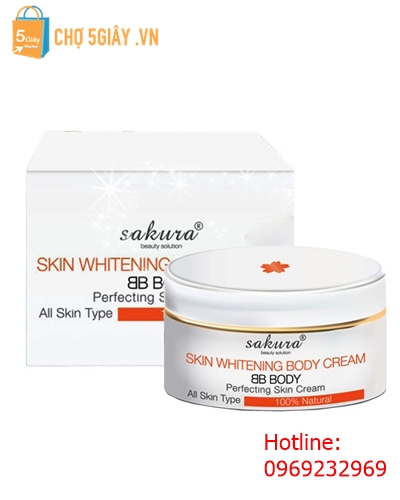Kem dưỡng trắng da và trang điểm toàn thân Sakura Skin Whitening BB Body Cream