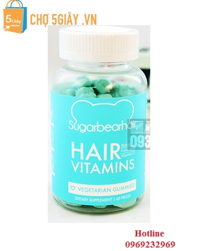 Kẹo Dẻo Bổ Sung Vitamin Kích Thích Mọc Tóc Hair Vitamins Sugarbearhair 60 viên của Mỹ