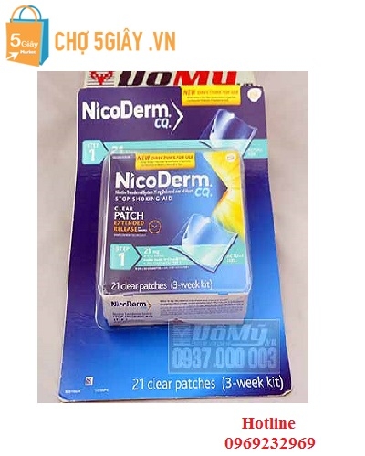 Miếng dán cai thuốc lá NicoDerm CQ 21 mg từ Mỹ