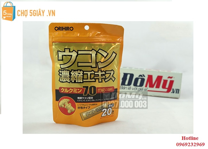Orihiro bột nghệ giải rượu 20 gói/túi của Nhật Bản