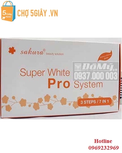 Set kem tắm trắng cao cấp Sakura Super White Pro System 7 trong 1