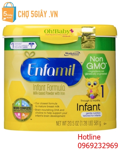 Sữa Enfamil Non-GMO Infant của Mỹ dành cho bé từ 0-12 tháng hộp 581g
