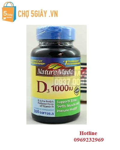 Viên bổ sung Vitamin D3 1000 IU Nature Made 300 viên