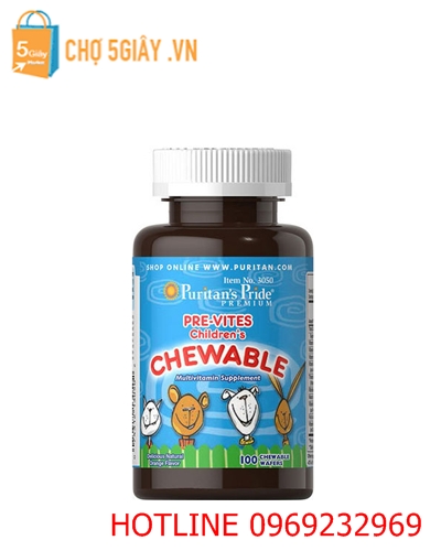Viên nhai cung cấp vitamin tổng hợp cho trẻ Premium Pre-Vites Children's Chewable 100 viên của Mỹ