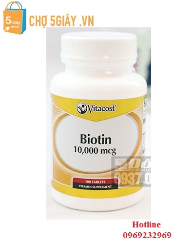Viên uống mọc tóc Vitacost Biotin 10000mcg 100 viên của Mỹ