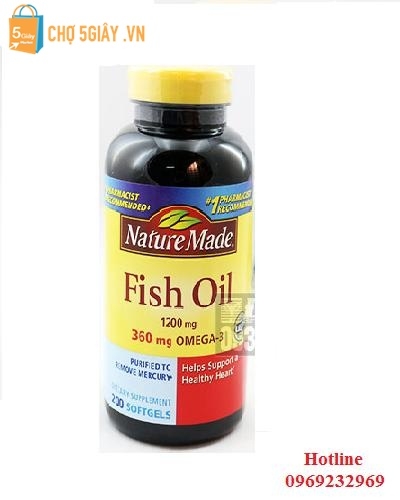 Viên uống thuốc dầu cá Omega 3 của Mỹ Nature Made Fish Oil 1200mg hộp 200 viên